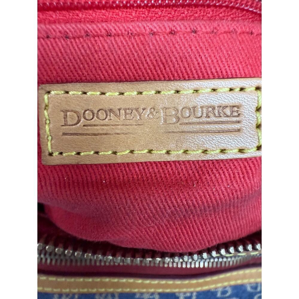VTGDooney & Bourke Monogram Logo Shoulder Bag Matching Pouch Navy Canvas Leather - Picture 9 of 15